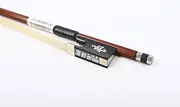 YoungMonic 4/4 Violin Bow with Brazilwood Stick Ebony Frog Plum Blossom Inlay Thumb Leather Wrap & Mongolian Horsehair - Suitable for Beginners (4/4)