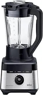 Braun PowerBlend 7 JB7550BK, Jug Blender with Triangular Glass Jug, 10 Speed + Pulse Function, PrecisionCrush Blade, Clean Program, Tamper and 600ml Bottle Included, 1400W, Black