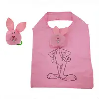 在飛比找ETMall東森購物網優惠-卡通齙牙兔子便攜可折疊購物袋防水中號滌綸補手提收納草莓環保袋