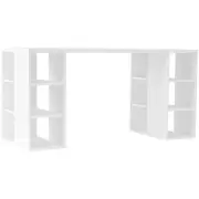 Atlas Study Writing Office Working Computer Desk Table W/ Storage Shelves - White
