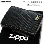 Zippo Oil Lighter Plain Black Titanium Armor Case 5-Sided Fine Machining Japan