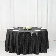 120" Black SEQUIN ROUND TABLECLOTH Wedding Party Catering Reception Linens