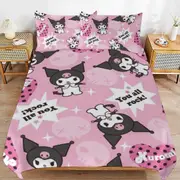 a1632 Kuromi Duvet Cover Set, 3 Piece Bedding Set 86x70" Double Sided Printing Decorative Comforter Cover Set (1 Duvet Cover + 2 Pillow Shams)" jfr163