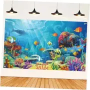 Under The Sea Backdrop – Happy Ocean Birthday Banner, Ocean Back Drop for