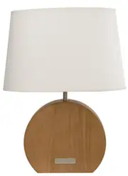 Otway Round Touch Lamp In Teak Wood And White Shade,Lighting,Beacon Lighting