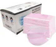 (2) Pack -50 Pcs Disposable 3 Layer Mouth & Nose Protection Adult Face Mask Pink