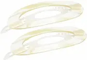 French Amie Oval Cut Out Small 2.5” Celluloid Handmade Tige Boule Metal Free Clasp Hair Slides Clips for Women (Cream Ivory 2 Pcs)
