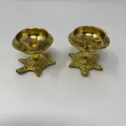 Pair Brass diya for puja room tortoise kachua statue old oil lamp vastu decor