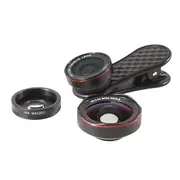 LQ-048 3 in 1 0.6X Wide Anglelens 15X Macro Lens+Fisheye Camera lens for Smartphones BLACK COLOR