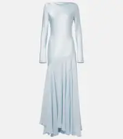 [Tove] Tove Cordelia silk satin and chiffon gown AU 14 blue
