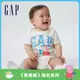 Gap 嬰兒裝 Gap x 佩佩豬聯名 Logo純棉印花短袖包屁衣-白色(714131)