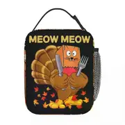 i6051 Insulated Lunch Tote Bag Turkey Fake Cat Retro Thanksgiving Lunch New Thermal Cooler Bento Box For School swg5283