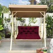 Outdoor Canopy Swing Bench Cushion 2/3 Seater Waterproof Backrest Replacement Pad for Garden Rocking Chair Dark Red 120 * 100 * 10cm