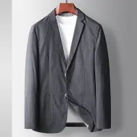 在飛比找Yahoo奇摩購物中心優惠-[巴黎精品]西裝外套休閒西服-棉麻春夏簡約純色男外套3色p1