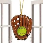 Softball Christmas Ornament - 2D Acrylic Unique Softball Ornament for Christmas Tree | Sports Fan Softball Player Decoration, Christmas Tree Ornament for Window Wall