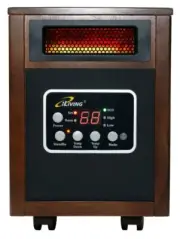 iLIVING ILG-918W Portable Infrared Space Heater with Dark Walnut Wooden Cabinet