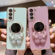 For Samsung S21 S22 S23 Ultra S20 A13 A53 A52 Glossy Astronaut Stand Case Cover
