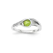 14K White Gold Real Diamond u0026 Peridot Ring