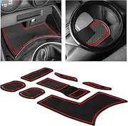 CupHolderHero fits Mazda Miata MX5 and fits Fiat 124 Spider Accessories 2016-2022 Interior Non-Slip Anti Dust Cup Holder Inserts, Center Console Liner Mats, Door Pocket Liners 7-pc Set (Red Trim)