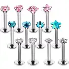 2pcs Multi Shape Zircon Labret Ring Monroe Lip Ear Stud Internal Thread Piercing