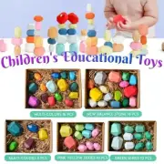 Toy CreativeIWooden Colored Stacking Balancing Stone Building Blocks Xmas GiftVH