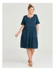 [Taking Shape] Cotton Floaty Sleeve Dress in Rainforest