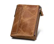 Mens RFID Wallet With Zipper And Credit Card Slots - Brown