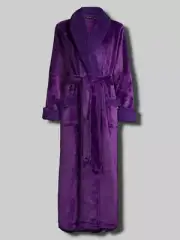 $141 Natori Womens Purple Long-Sleeve Sleepwear Lounge Plush Sherpa Robe Size XS