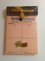 Vintage Contract Bridge Score Pad - Bright Writes by Creative Papers Inc - New!