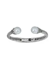 BELPEARL Silver 12mm South Sea White Bangle Bracelet