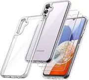 [JETech] 2 in 1 Case for Samsung Galaxy A14 5G 6.6-Inch (Not for A14 4G), with 2-Pack Screen Protector, Tempered Glass Film, Shockproof Bumper Phone Protective Cover Clear Back (Clear)