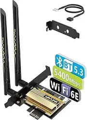 WAVLINK WiFi 6E PCIe AX5400M WiFi Card, Network Card Tri-Band AX210 Wireless Adapter with Bluetooth 5.3, MU-MIMO, WPA3, OFDMA, Low-Profile Bracket, Heat Sink for Windows 11/10