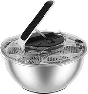 Stainless Steel Salad Spinner, 3.5L Easy to Use Lettuce Spinner, Non Slip Vegetable Dryer, Large Capacity Fruit and Vegetable Washer, Lettuce Cleaner and Dryer for Kitchens Cooking Home