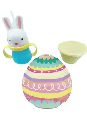 CHILD'S EASTER BUNNY MELAMINE 3 PIECE SET EGG PLATE, SIPPY CUP, BOWL NEW