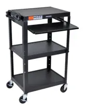 Luxor Adjustable-Height Steel Utility Cart - Pullout Keyboard Tray, Black