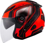 KYT Hellcat Superfluo, open face helmet , color: Red , size: XS