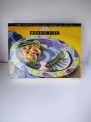 Vintage Clay Art 1995 Mosaic Fish Hand Painted Chip & Dip Set new in box