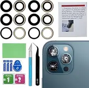 2 Set Original Back Rear Camera Lens Glass Replacement for iPhone 12 Pro Max 6.7-inches with pre-Installed Adhesive and Reparing Toolkit