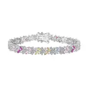 ANYCO Bracelet Minimalist 925 Sterling Silver Bracelet Jewelry Set Cz Cubic Zirconia Colorful Pink Stone Diamond Bracelets Women