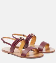 [Gucci] Gucci Interlocking G Web Stripe leather sandals AU 4 burgundy