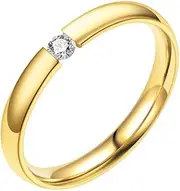 [YiyiLai] 1 Pack 3mm CZ Inlaid Thin Couples Wedding Band Promise Engagement Rings