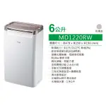 限時優惠 私我特價 MD1220RW【TECO東元】6L 一級能效迴轉式除濕機