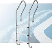 Swimming Pool Ladder,Stainless Steel in-Pool Stair,2/3-Step Double Handrails Stairs,with Preventing Slips Pedals,for Backyard Pool Home,Bearing Weight 250kg(3 Steps)