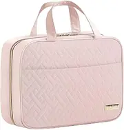 [1nfzkcn] Toiletry Bag Women Travel, Leather Detachable Makeup Bag for Women, Foldable Large Capacity Roll Makeup Organizer, 4-in-1 Removable Portable Travel Toiletry Bag Multi Compartment, Pink, One