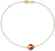 [Bling Jewelry] Garden Red Ladybug Queen Bumble Bee Charm Anklet Link Ankle Bracelet For Women Teens 14K Gold Plated .925 Sterling Silver Adjustable 9-10 Inch
