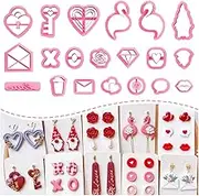 KEOKER Valentines Day Polymer Clay Cutters, Valentines Polymer Clay Cutters for Earrings Making, 20 Shapes Valentines Earring Clay Cutters, Heart Clay Cutters for Polymer Clay Jewelry (ALL2)