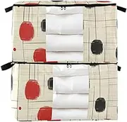 Black Red Irregular Japanese Polka Dots 60/95 L zippered comforter storage with Reinforced Handles, clear window organizer under bed for King Comforter Bedding Pillow Sheet