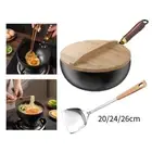 Nonstick Fry Pan No Coating Long Handle Wok Pan Manual Forging Iron Pan for