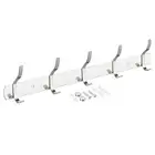 Coat Hook Rack Wall Mounted with 5 Hooks Hook Rail Wall Hangers Silver