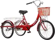 20inch Wheels Adult Tricycle 3 Wheels Bike with Cargo Basket Cruiser Bike for Seniors Women Men Exercise Shopping Picnic Outdoor Activities, Tricycle